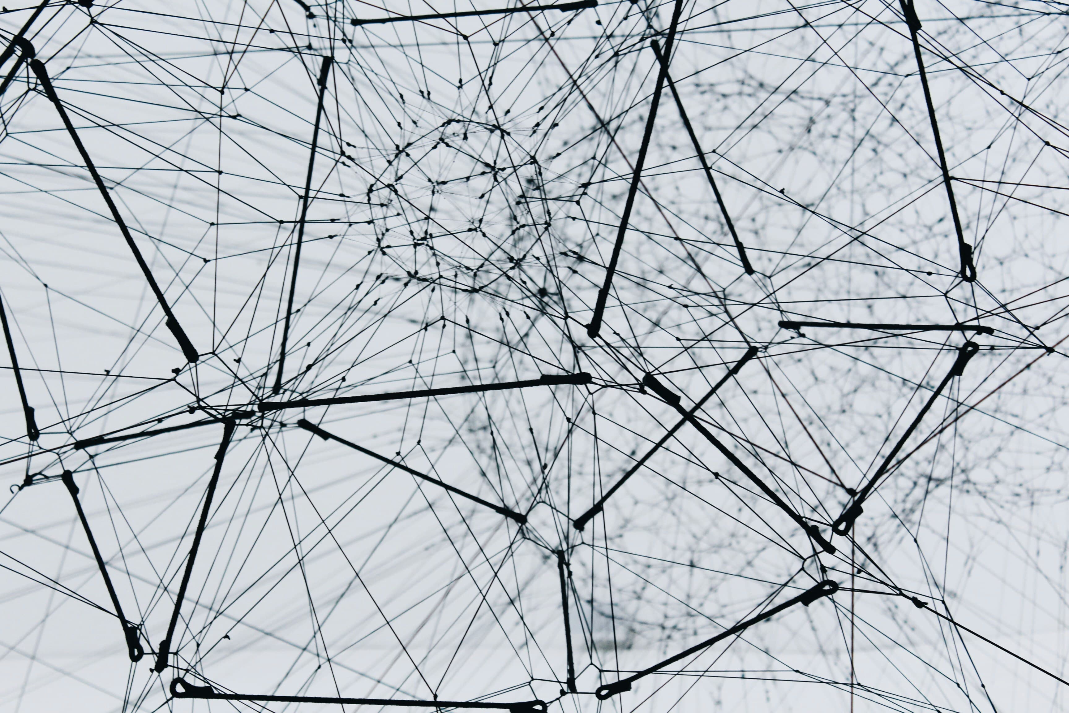 Abstract network of interconnected nodes and lines